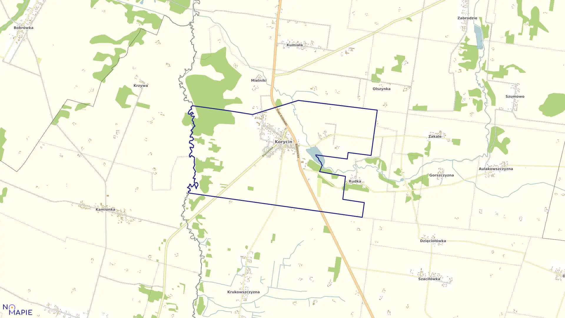 Mapa obrębu KORYCIN w gminie Korycin