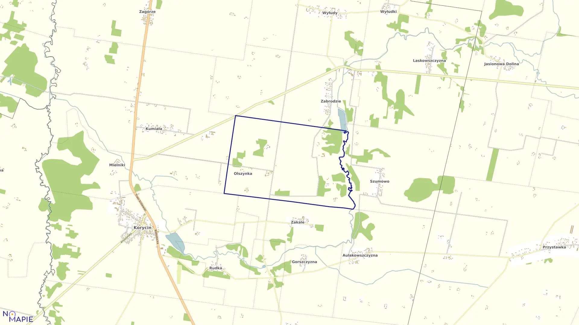 Mapa obrębu OLSZYNKA w gminie Korycin