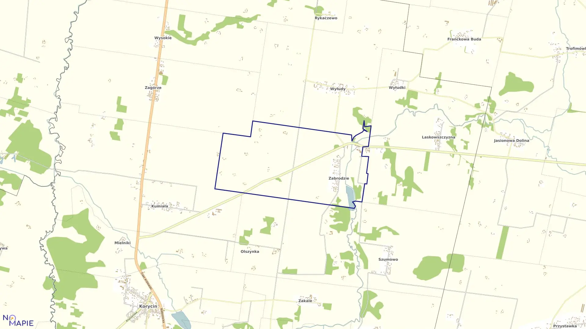 Mapa obrębu ZABRODZIE w gminie Korycin