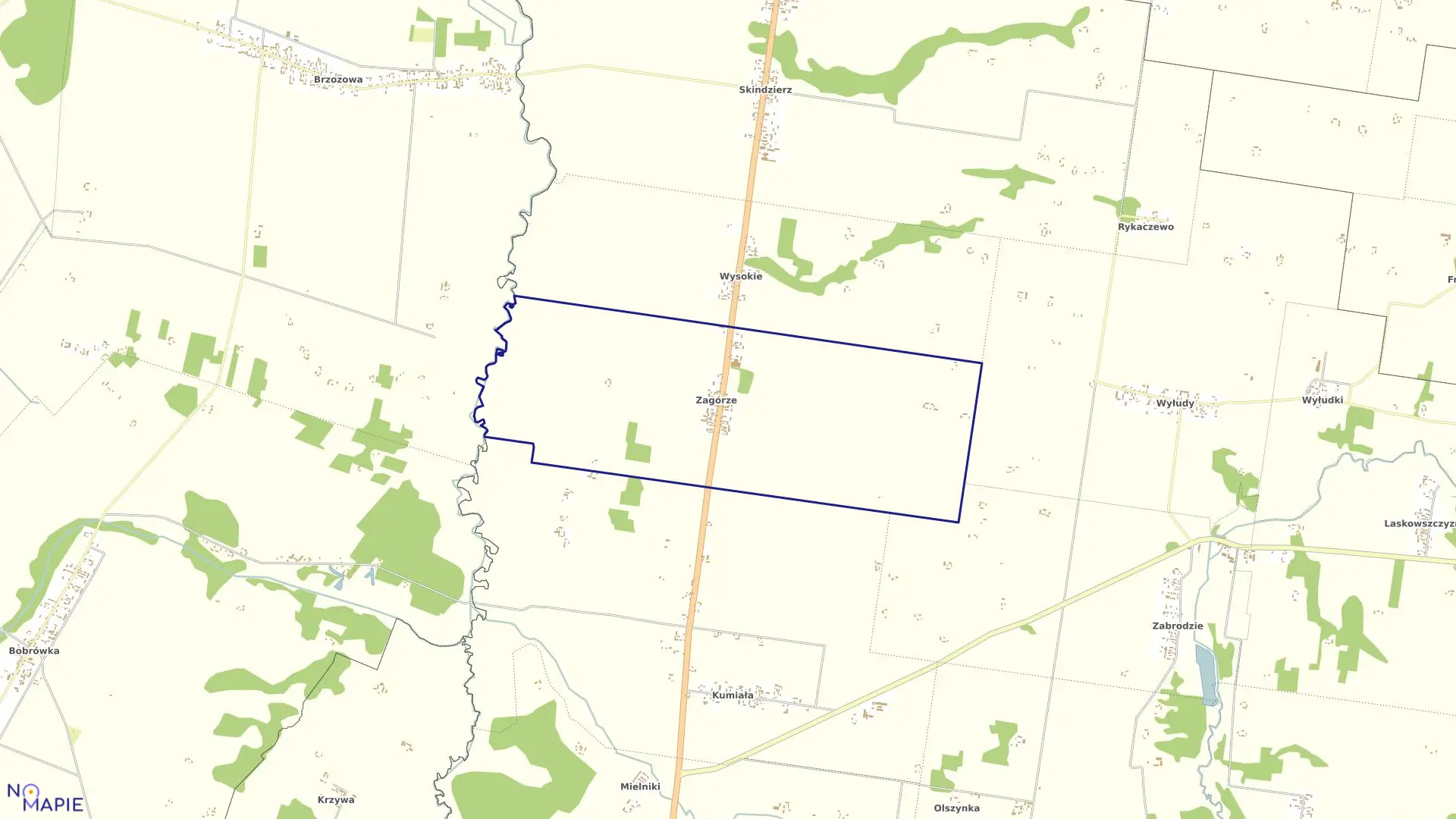 Mapa obrębu ZAGÓRZE w gminie Korycin